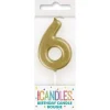 Mini Gold Number 6 Candle | 1ct