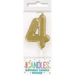 Mini Gold Number 4 Candle | 1ct