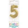 Mini Gold Number 5 Candle | 1ct
