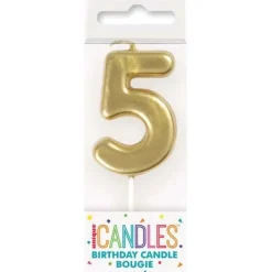 Mini Gold Number 5 Candle | 1ct