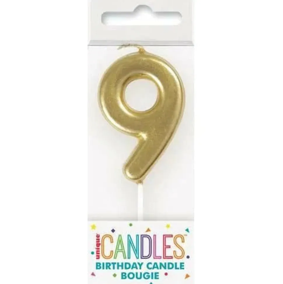 Mini Gold Number 9 Candle | 1ct