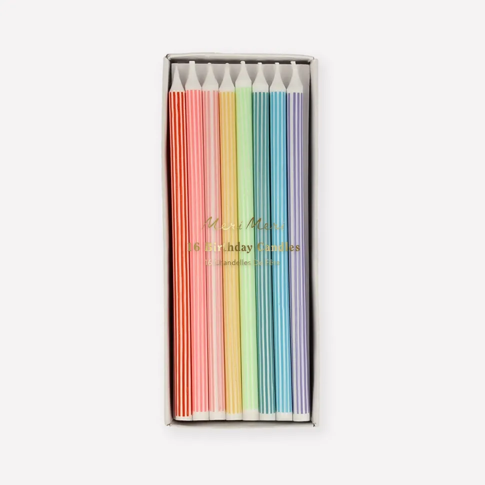 Mixed Striped Candles | 16ct