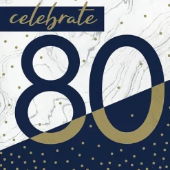 Navy & Gold Milestone Celebrate 80 Lunch Napkins | 16ct