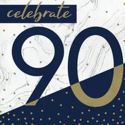Navy & Gold Milestone Celebrate 90 Lunch Napkins | 16ct