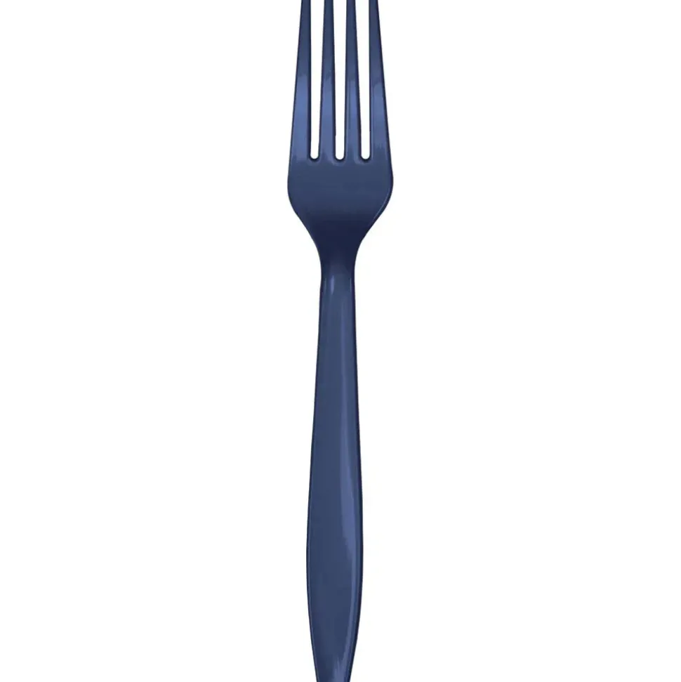 Navy Plastic Forks | 24ct