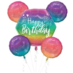 Ombre Birthday Sparkle Balloon Bouquet | 5 pcs