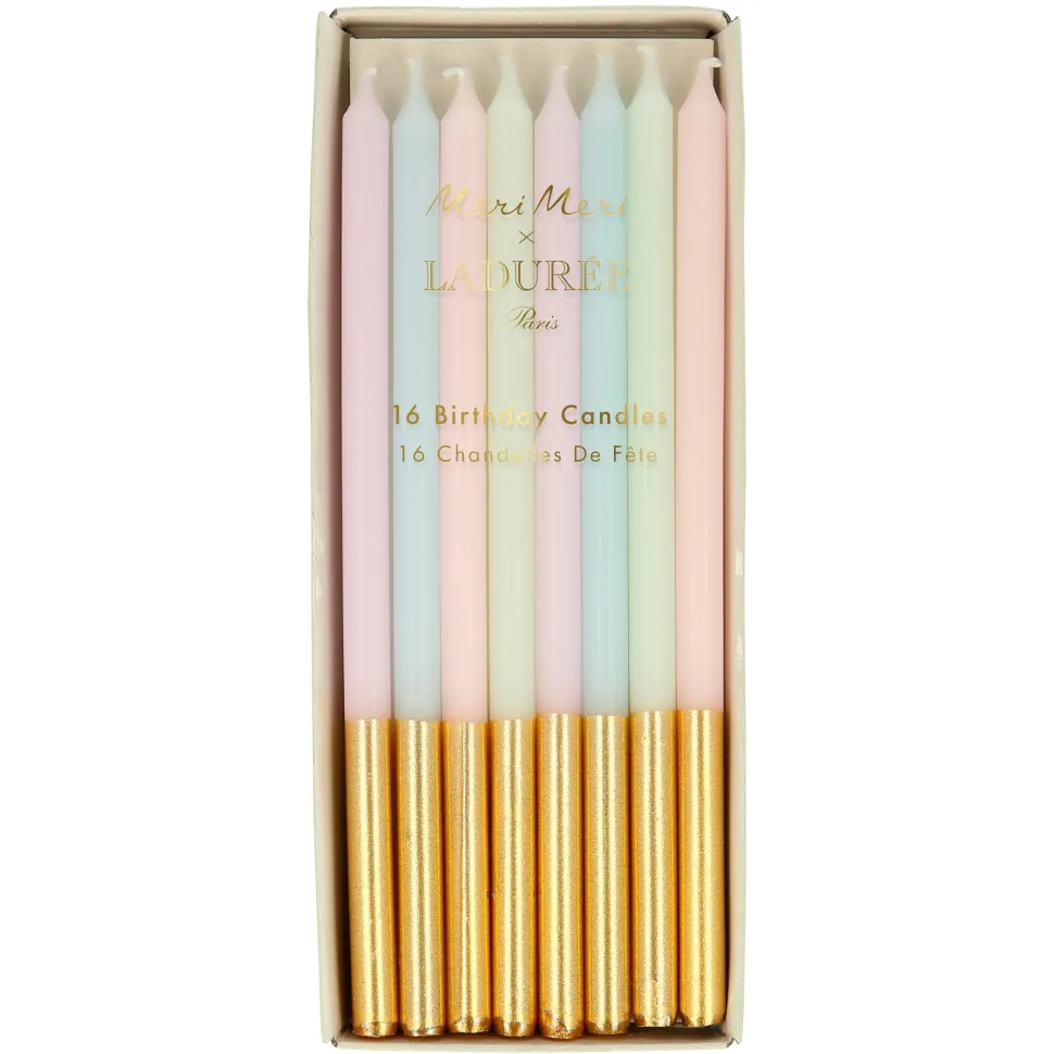 Pastel Gold Dipped Candles | 16ct