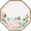 Pink Blooms Octagon Shaped Plates 9in | 8ct