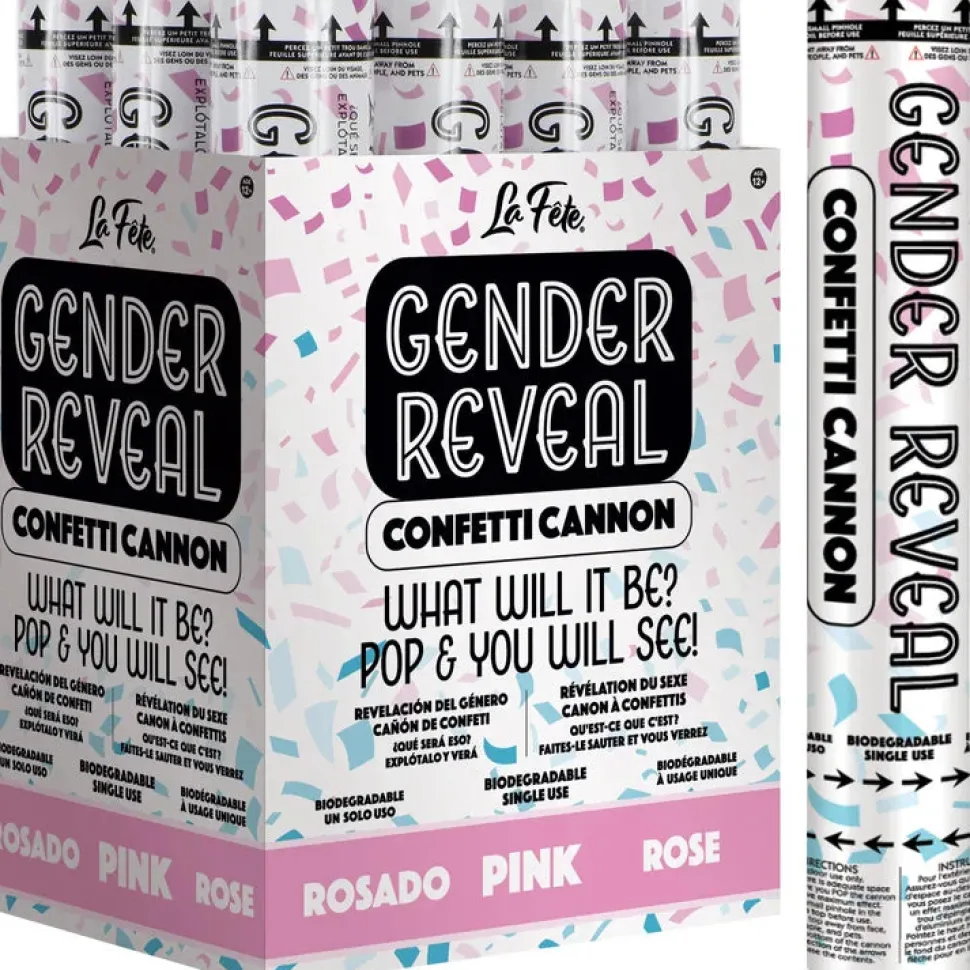 12" Pink Gender Reveal Confetti Cannon | 1ct