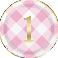 Pink Gingham Plate 9in | 8ct
