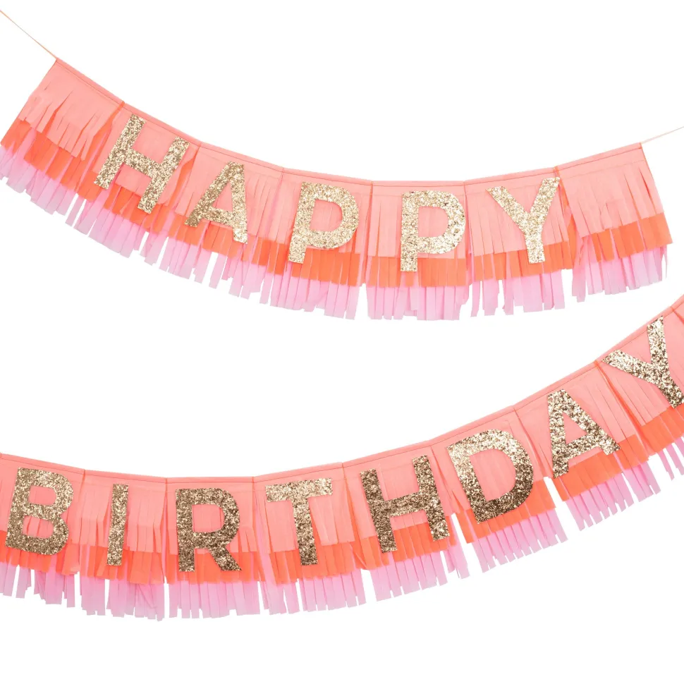 Pink Happy Birthday Fringe Garland Set | 1ct
