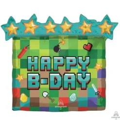 Pixel Party Birthday Supershape Balloon 25" | 1ct