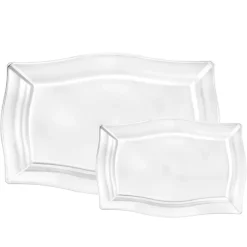 Premium Quality Heavyweight Clear Hard Plastic Serving Trays | 6 pcs