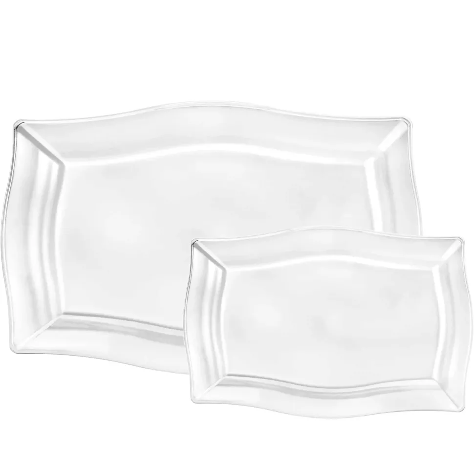 Premium Quality Heavyweight Clear Hard Plastic Serving Trays | 6 pcs