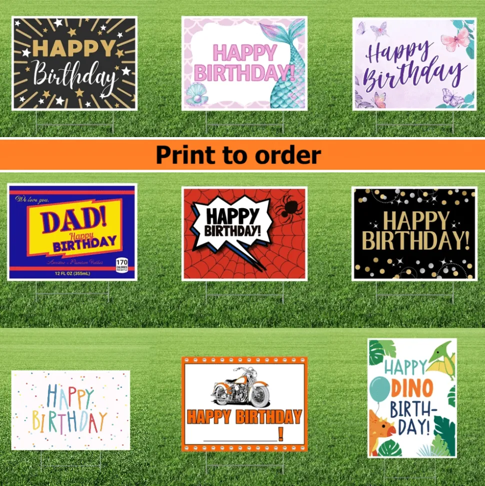Print to order birthday yard signs 24"x18" | 1ct
