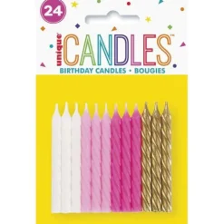 P/W/G Spiral Birthday Candle | 24ct