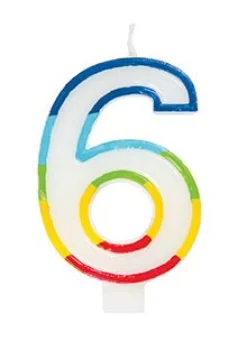 Rainbow Number 6 Candle | 1ct