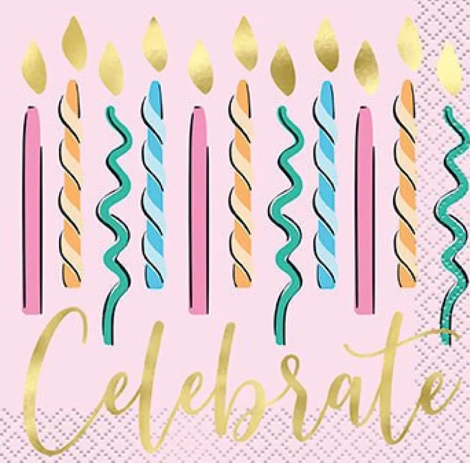 Rainbow Birthday Sweet Foil Beverage Napkins | 16ct