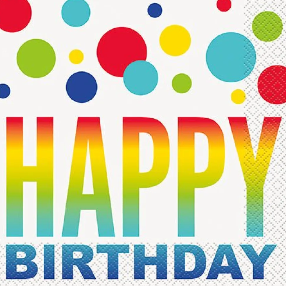 Rainbow Spots Birthday Lunch Napkins | 16ct