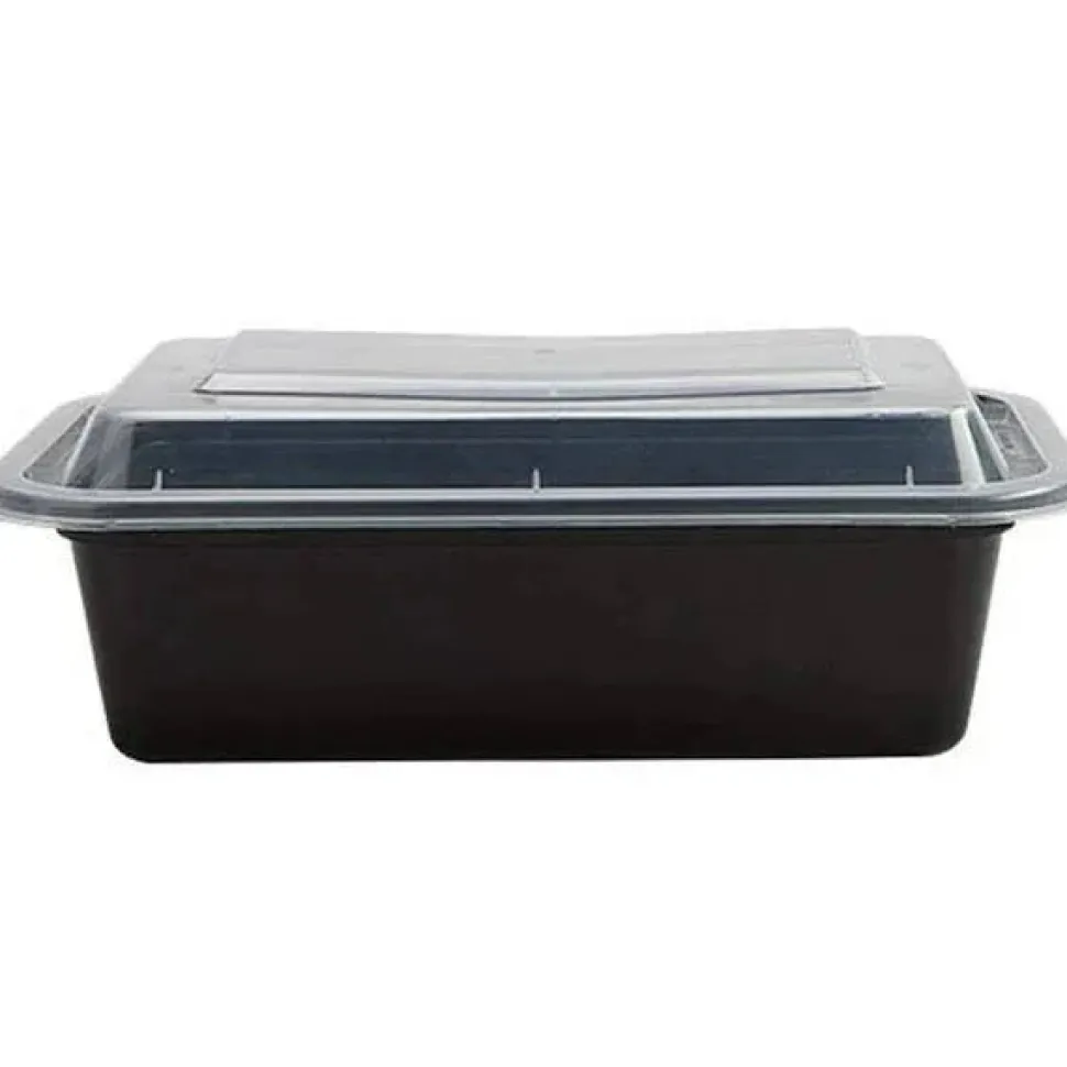 Rectangular Microwaveable Container Black 24 oz | 5 ct