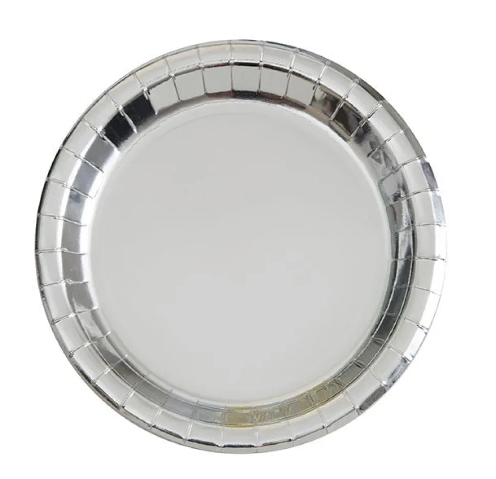 Silver Foil Round Paper Plate 7in | 8ct