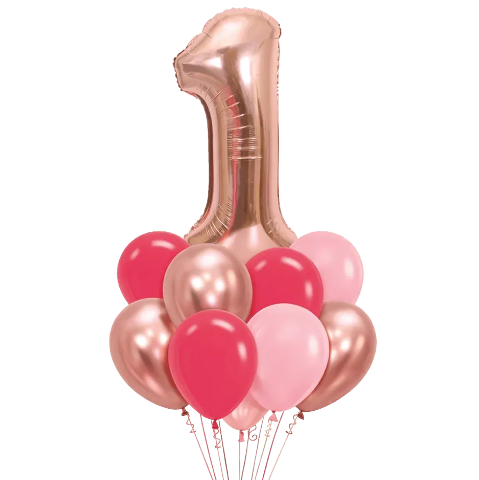 Single Custom Number Bouquet - Pink & Rose Gold | 15pc