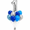 Single Custom Number Bouquet - Blue & Silver | 15pc
