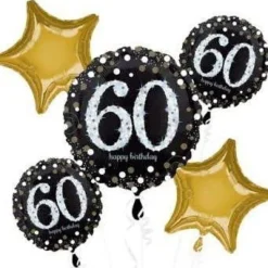 Sparkling 60 Balloon Bouquet | 5 pcs