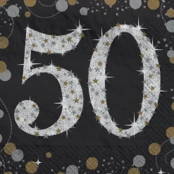 Sparkling Celebration "50" Beverage Napkins | 16 ct
