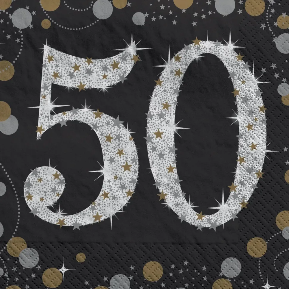 Sparkling Celebration "50" Beverage Napkins | 16 ct