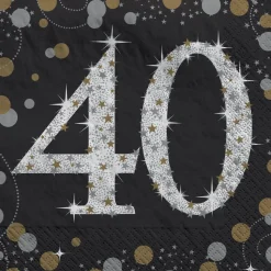 Sparkling Celebration "40" Beverage Napkins | 16 ct