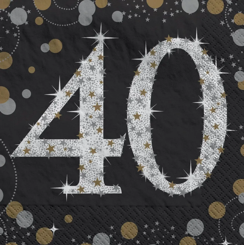 Sparkling Celebration "40" Beverage Napkins | 16 ct