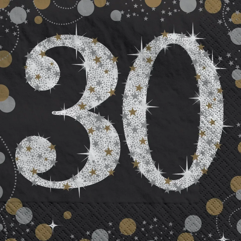 Sparkling Celebration "30" Beverage Napkins | 16 ct