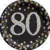 Sparkling Celebration "80" Round Plates, 7" | 8ct