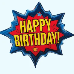 Superhero Birthday Burst Super Shape Mylar Balloon 32" | 1ct.