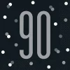 90th Birthday Black Lunch Napkins | 16ct