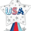 4th Of July USA Star Bursts SuperShape Mylar Balloon 32" | 1 ct