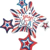 4th Of July Yay USA Star Cluster SuperShape Mylar Balloon 35" | 1 ct