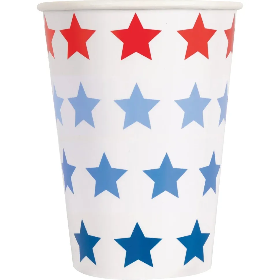 USA Patriotic Stars Paper Cups 12oz | 8 ct