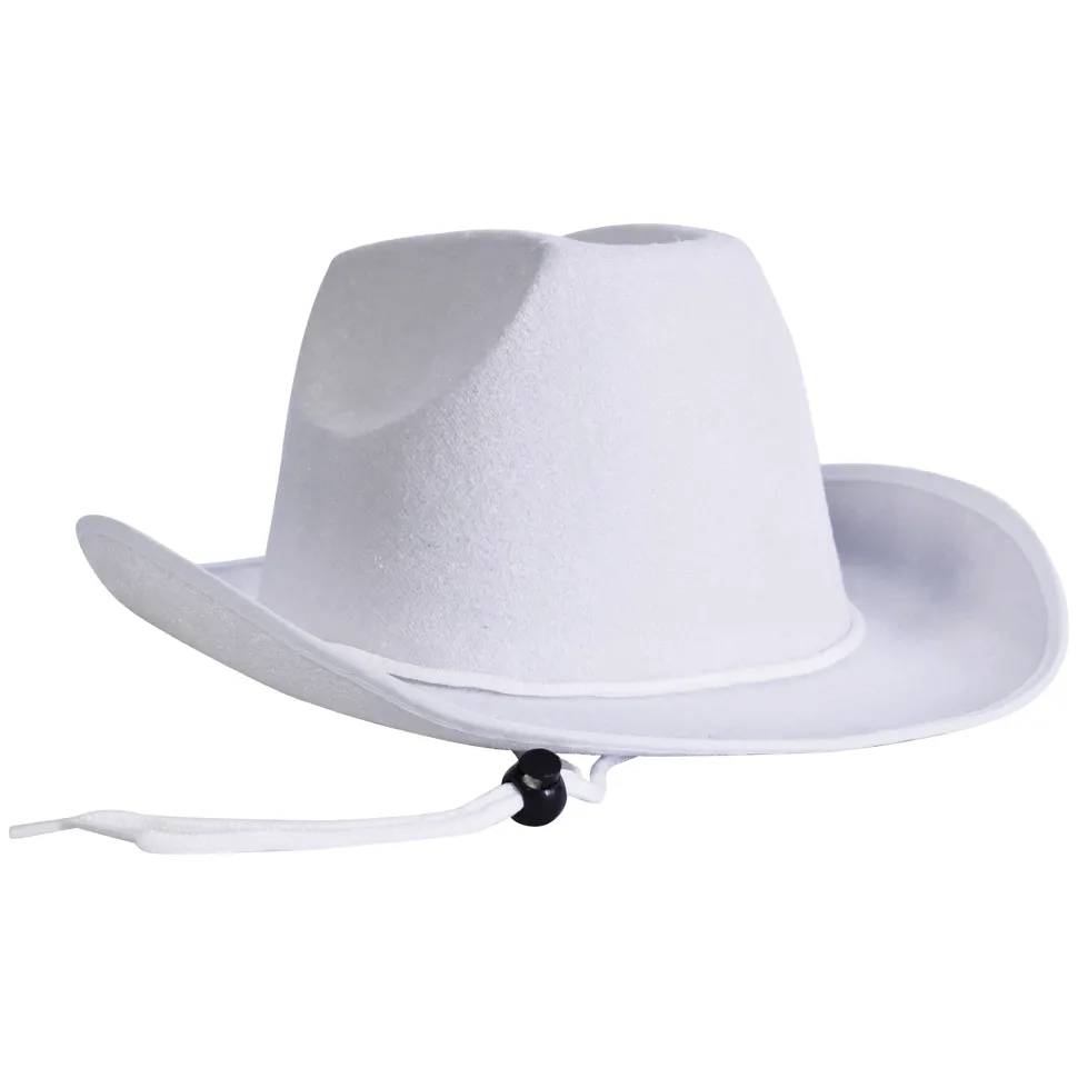 Velour Cowboy Hat - White | 1ct