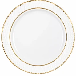 White Hammered Gold Edge Plates 10in | 8ct