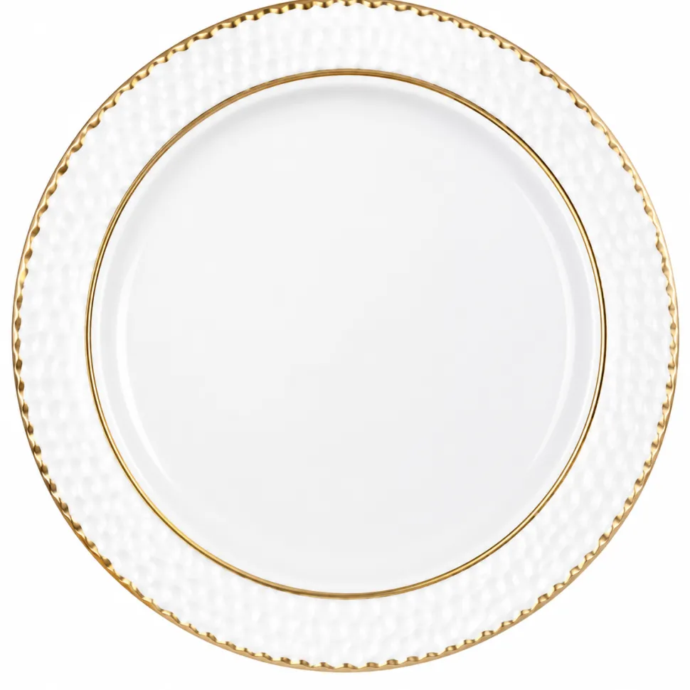 White Hammered Gold Edge Plates 10in | 8ct